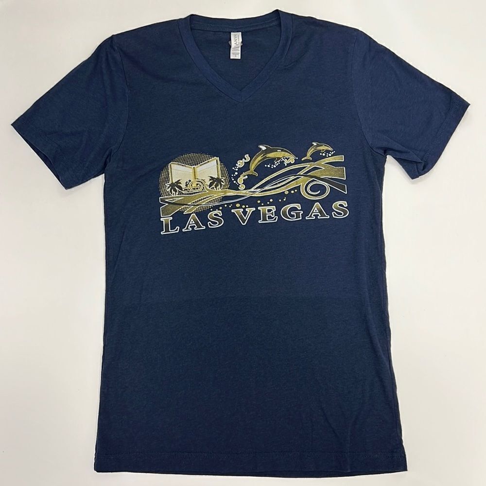 Las Vegas Women’s Navy Blue V-neck Short Sleeve T-Shirt Size Small